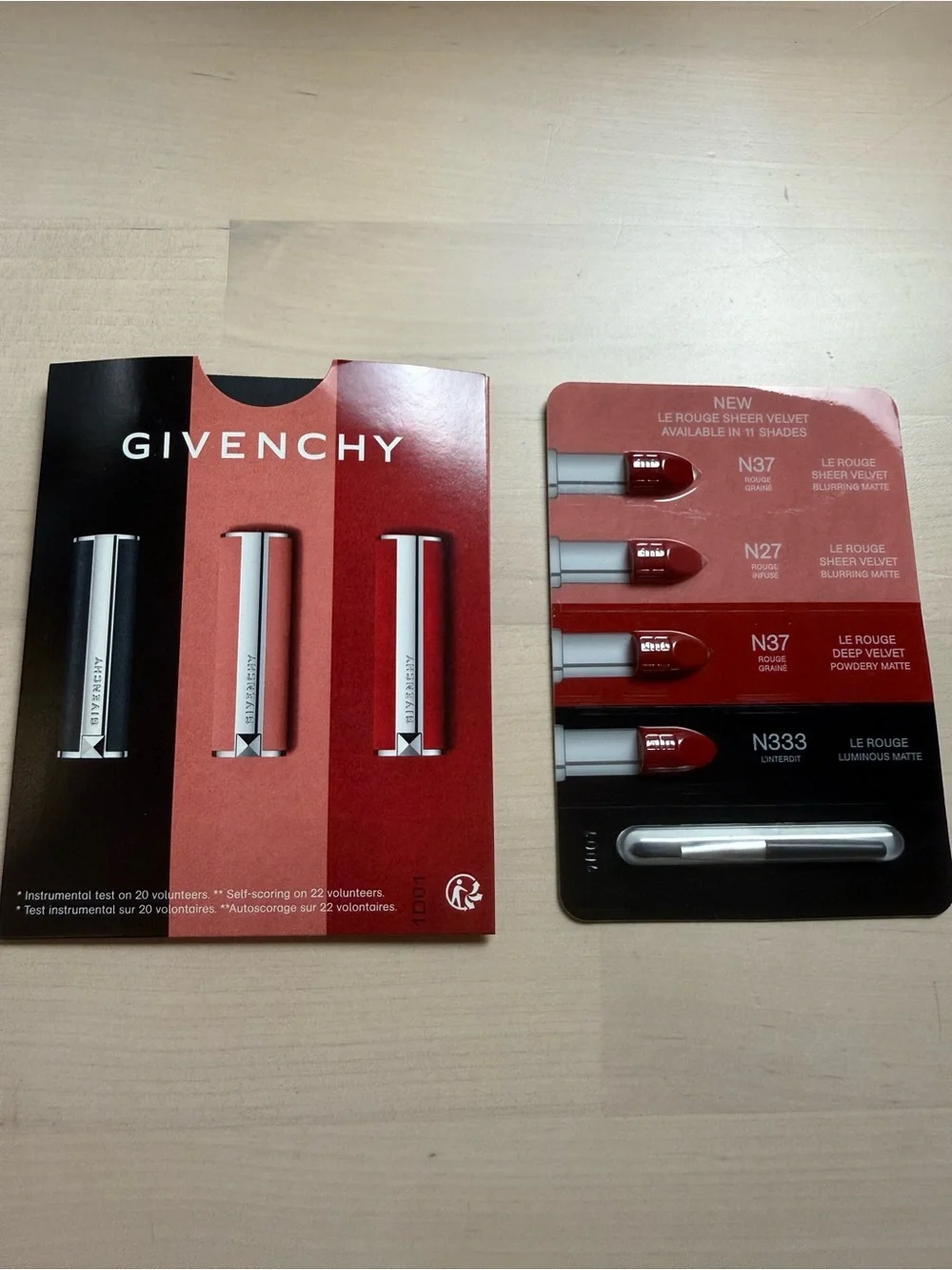 Givenchy Red Lipstick samples Le Rouge Sheer Velvet
